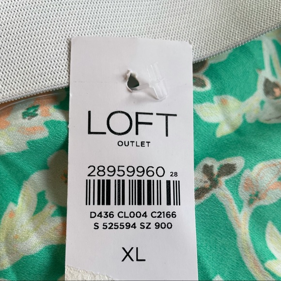 NWT Loft pull on elastic waist bright green floral skirt size extra large - Picture 6 of 8